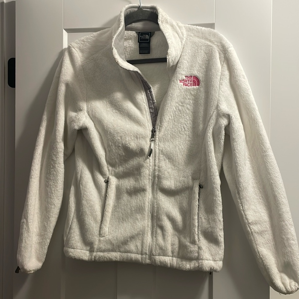 The North Face size S white fuzzy jacket